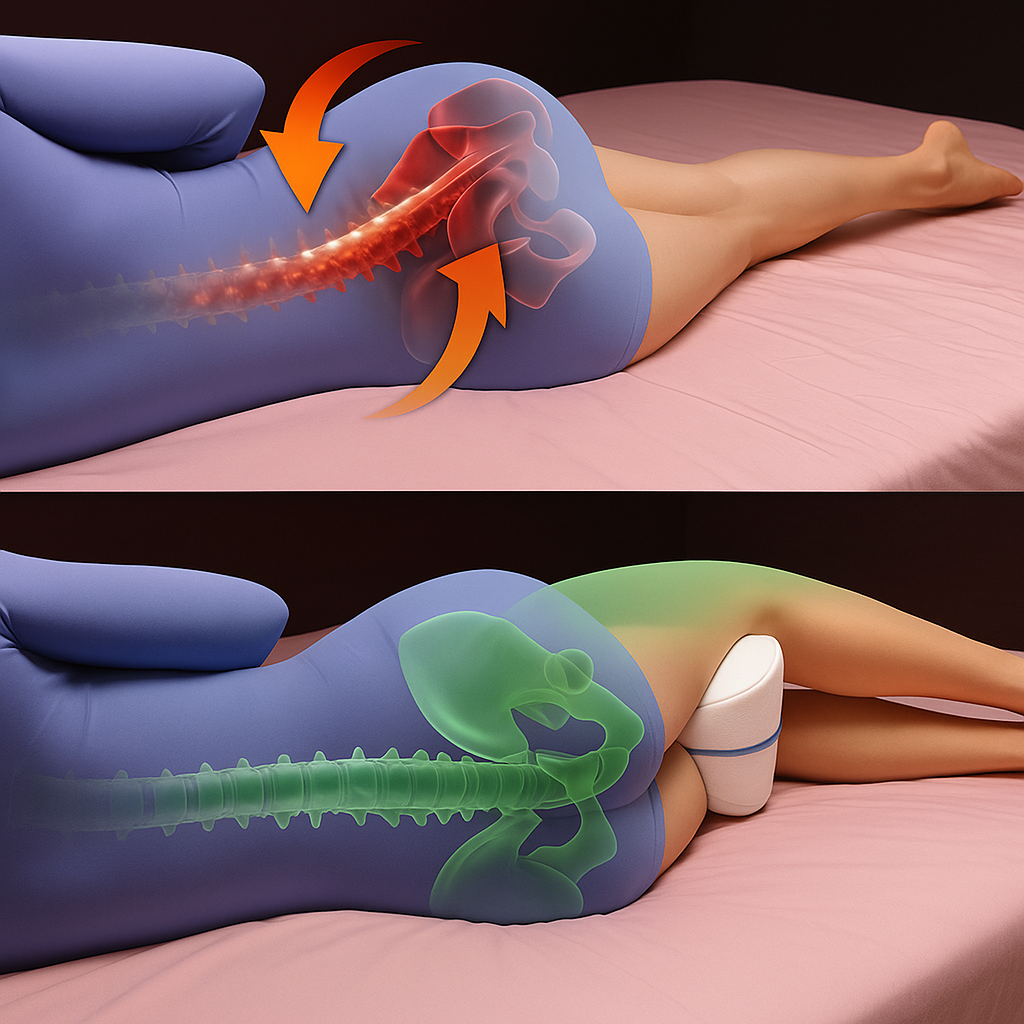 KnieTraum Exclusivo | Almohada ortopédica para las rodillas – Durmientes de lado – Alivio de ciática – Espuma viscoelástica transpirable