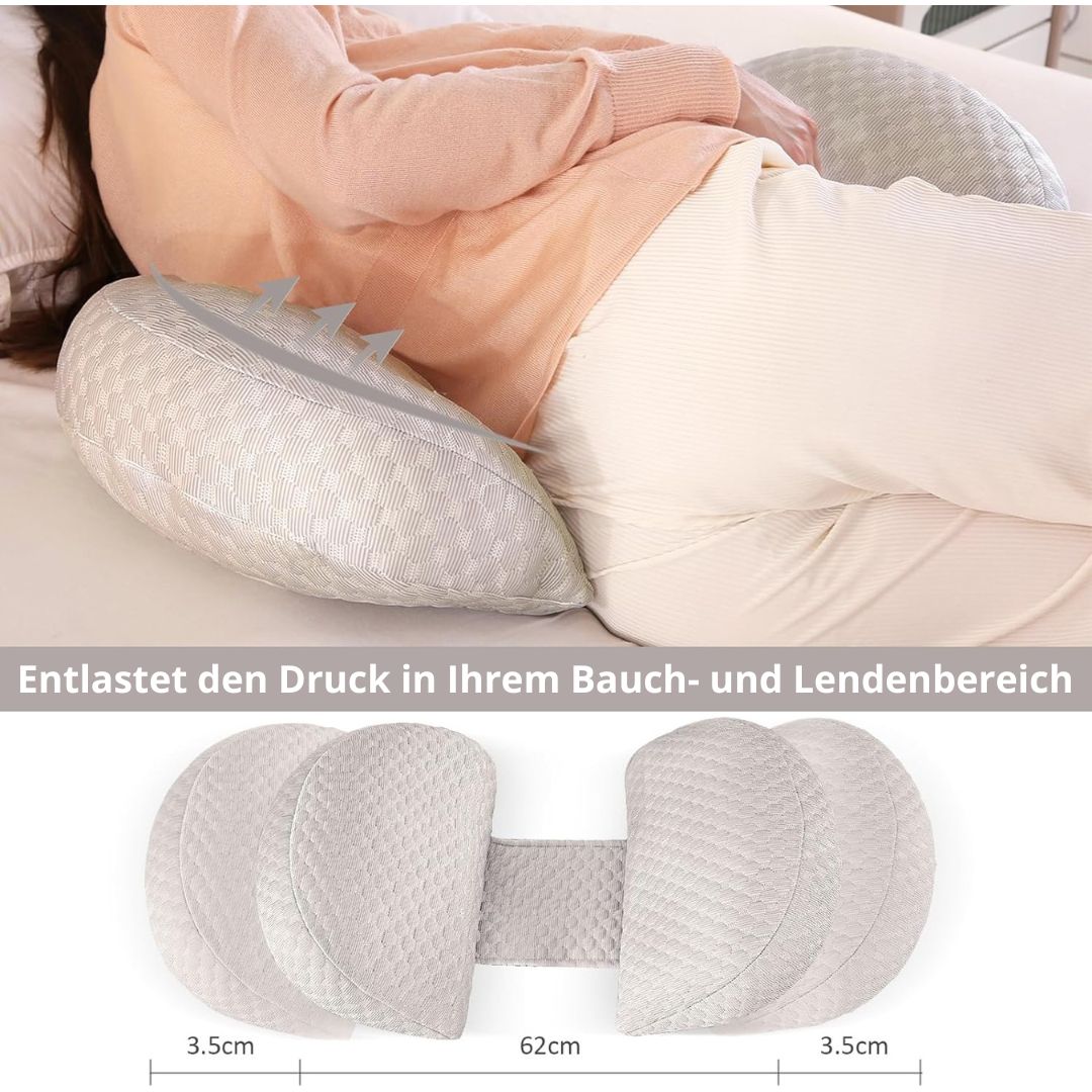 MaternLeicht Exclusivo | Cojín ergonómico para embarazadas – Soporte corporal completo – Dolor de abdomen, espalda, caderas – Dormir de lado – Lactancia