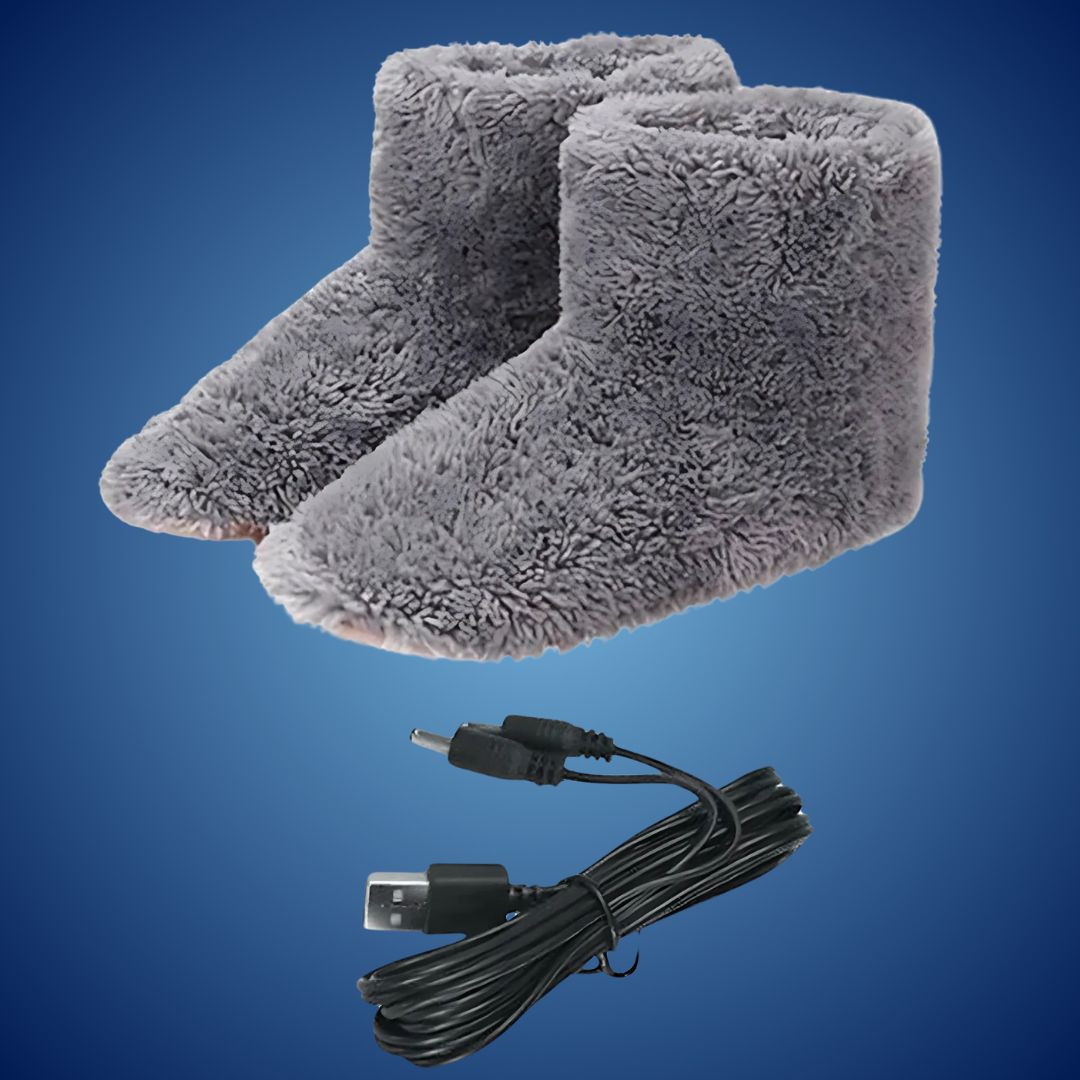 WärmeKomfort Exklusiv | Zapatillas calefaccionadas – Temperatura ajustable – Suave forro de forro polar – Carga USB – Contra pies fríos