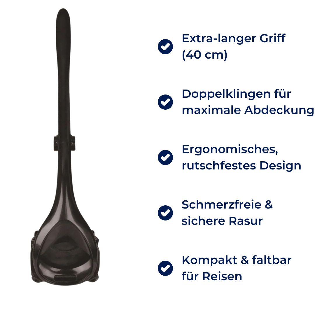 KlingenMax Exklusiv Afeitadora de Espalda para Hombres – Eliminación de Vello en la Espalda – Mango Largo – 2 Cuchillas – Sin Dolor – Ergonómica – Cuidado