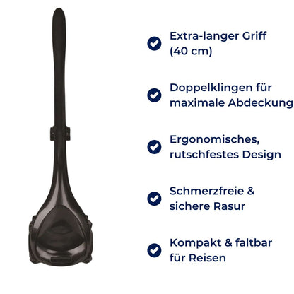 KlingenMax Exklusiv Afeitadora de Espalda para Hombres – Eliminación de Vello en la Espalda – Mango Largo – 2 Cuchillas – Sin Dolor – Ergonómica – Cuidado
