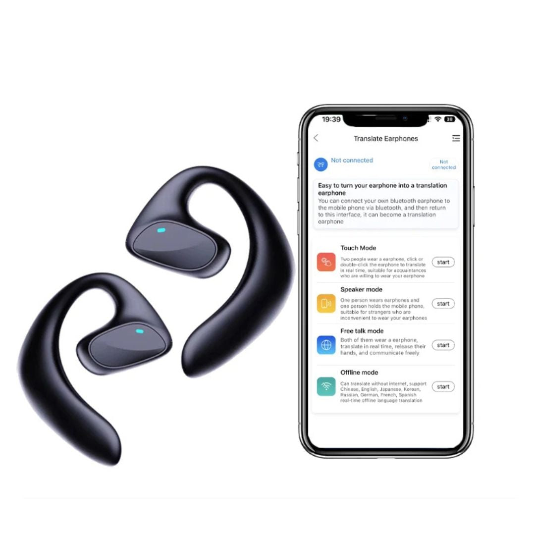LingoWelle Exclusivo | Traductor de Idiomas Instantáneo Inteligente - 144 Idiomas - Tiempo Real - Auriculares Bluetooth Inalámbricos - IA - Reducción de Ruido