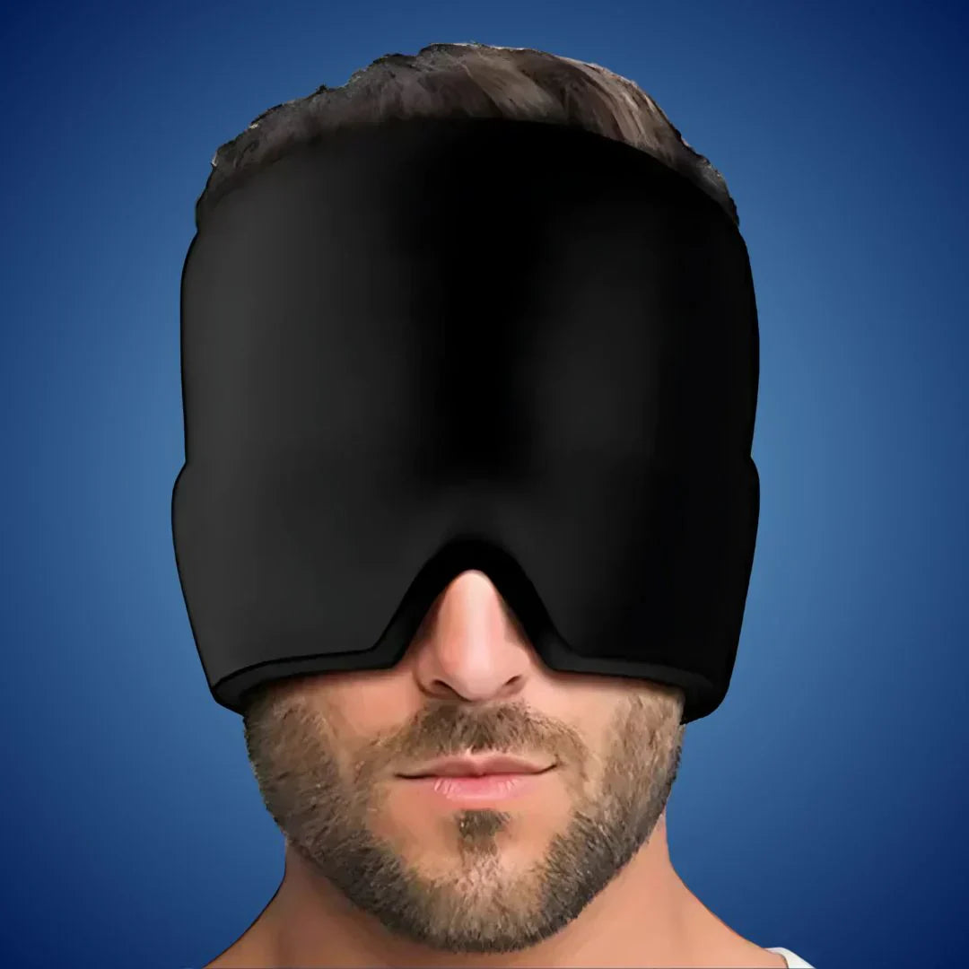 MigraSoothe Capucha Exclusiva – Alivio Instantáneo para Dolores de Cabeza y Migrañas | Comodidad Refrescante – Terapia de Presión – Protección contra la Luz