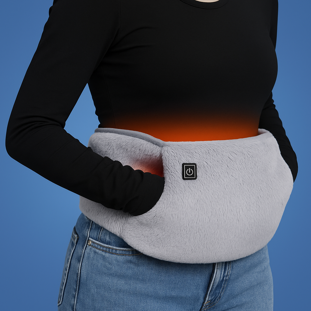 ThermaLind Exclusivo | Cinturón calefactor eléctrico – Calor ajustable – Portátil – Terapia del dolor para abdomen y lumbar – Hogar y oficina