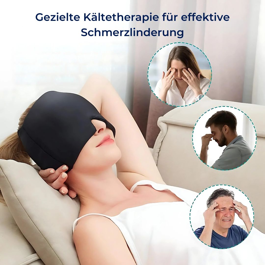 MigraSoothe Capucha Exclusiva – Alivio Instantáneo para Dolores de Cabeza y Migrañas | Comodidad Refrescante – Terapia de Presión – Protección contra la Luz