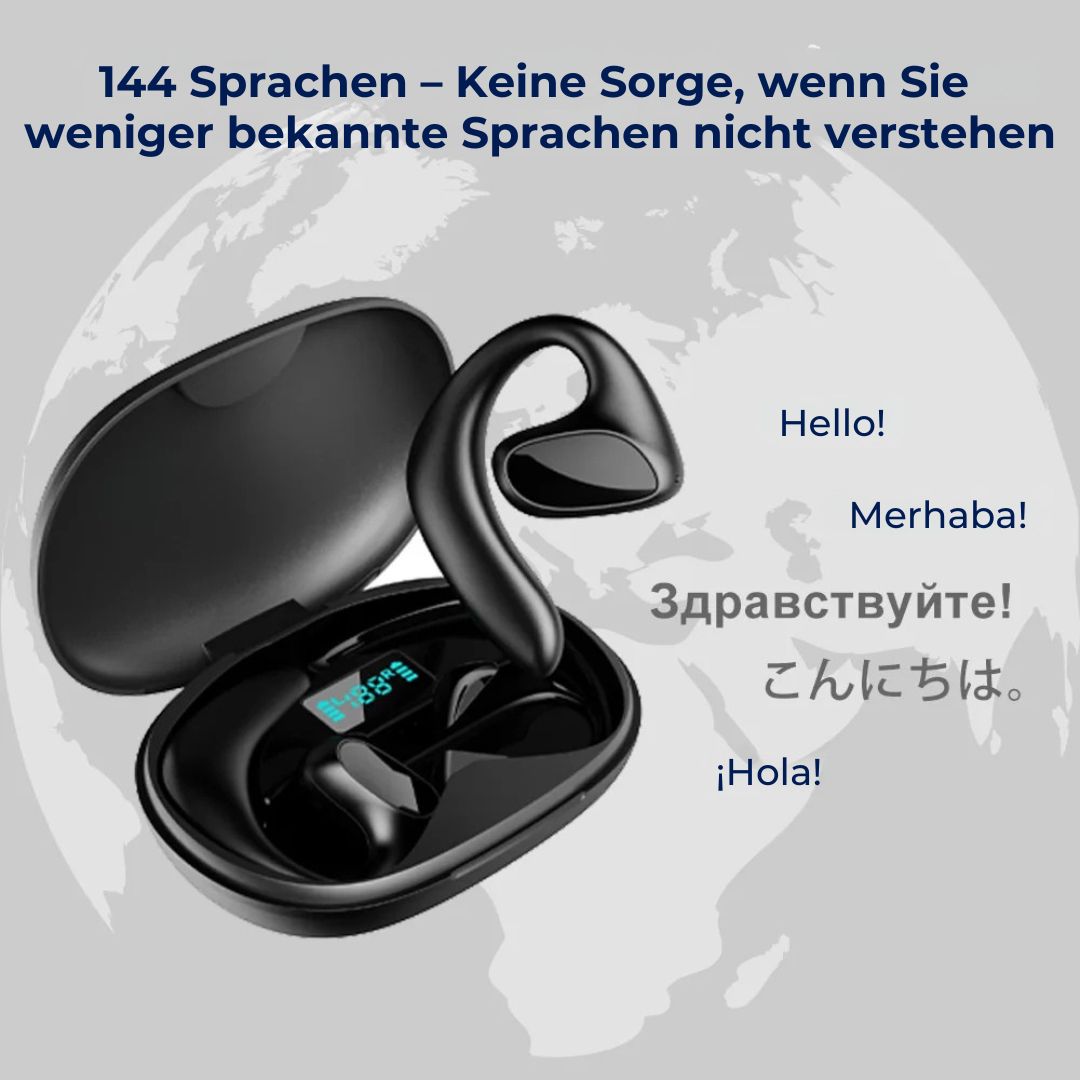 LingoWelle Exclusivo | Traductor de Idiomas Instantáneo Inteligente - 144 Idiomas - Tiempo Real - Auriculares Bluetooth Inalámbricos - IA - Reducción de Ruido