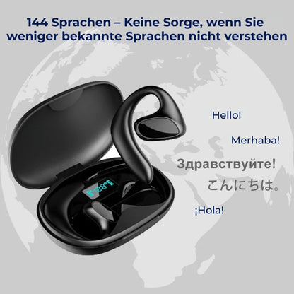 LingoWelle Exclusivo | Traductor de Idiomas Instantáneo Inteligente - 144 Idiomas - Tiempo Real - Auriculares Bluetooth Inalámbricos - IA - Reducción de Ruido
