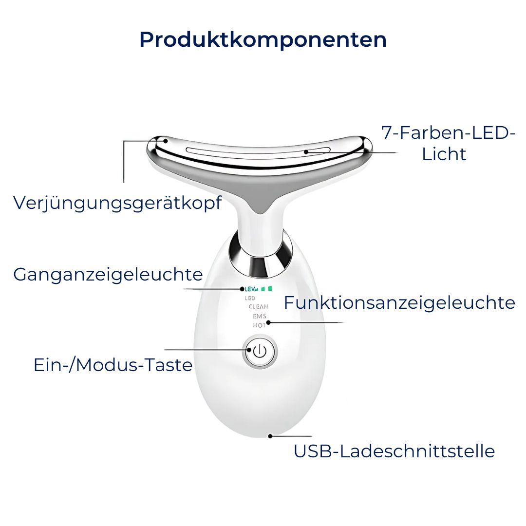 LumiLift Exclusivo | EMS Modelador Facial – Microcorriente para Tensar la Piel – Dispositivo Antienvejecimiento – Reducción de Papada y Alisado de Arrugas