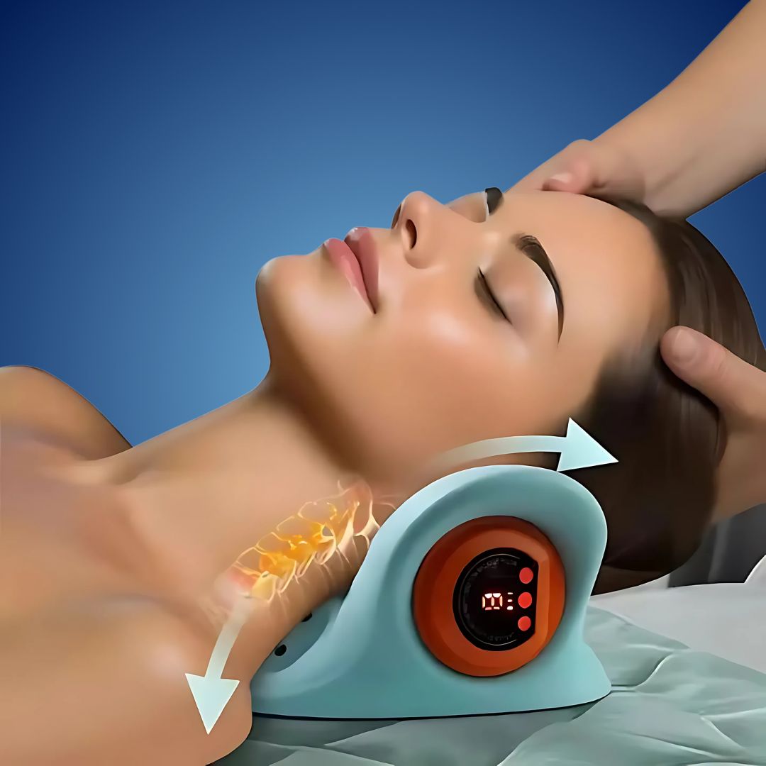 NackenEase Exclusivo Dispositivo de Masaje de Cuello EMS – Alivio del Dolor – Estimulación Muscular – Función de Calor – Portátil para Tensiones