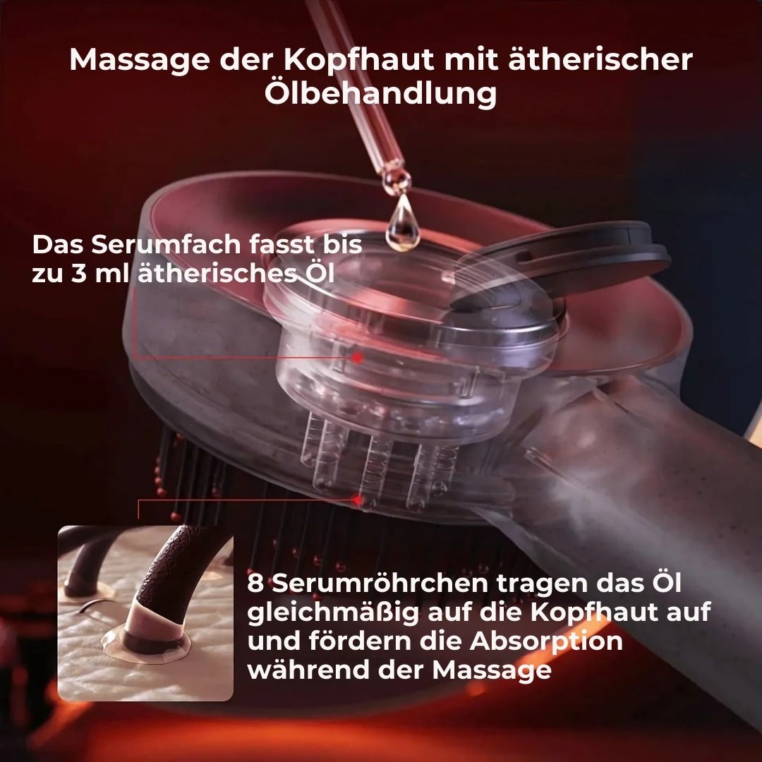 ScalpWunder Exclusivo | Cepillo de masaje del cuero cabelludo 3 en 1 – Estimulador del crecimiento del cabello – Impermeable – Terapia de luz roja – Aplicador de aceite
