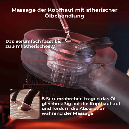 ScalpWunder Exclusivo | Cepillo de masaje del cuero cabelludo 3 en 1 – Estimulador del crecimiento del cabello – Impermeable – Terapia de luz roja – Aplicador de aceite