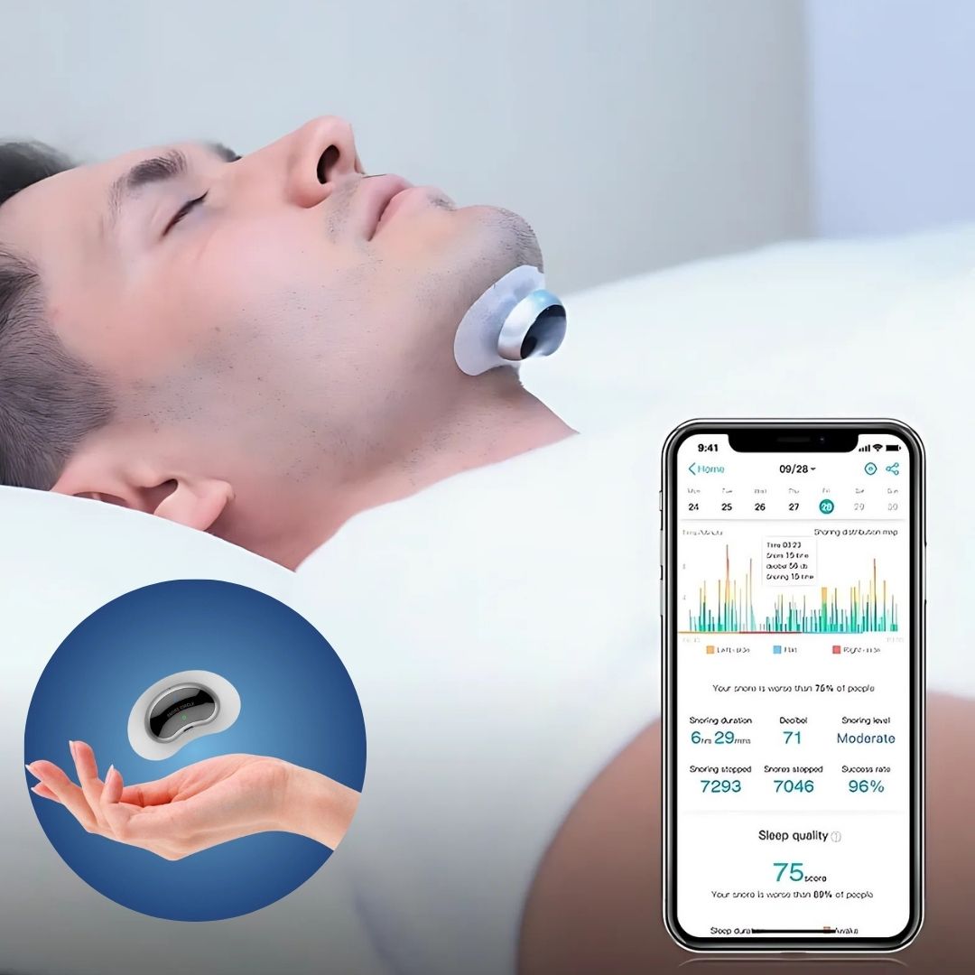 SilentLuft Exclusivo | Dispositivo Antisnore – Duerma mejor – Sensor de ronquidos – Estimulación muscular – Carga por USB – Cómodo y portátil