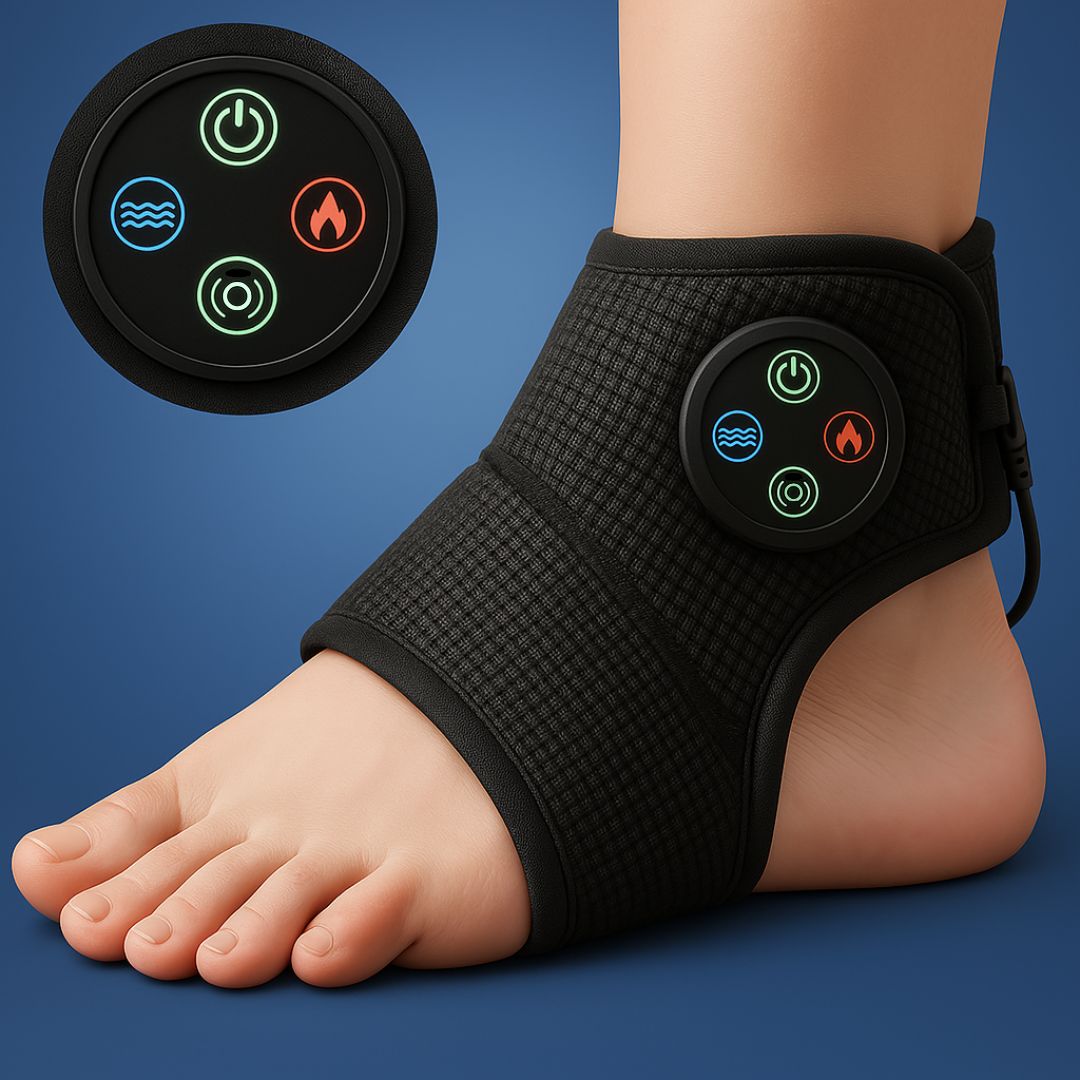 ReliefFlex Exclusivo | Dispositivo eléctrico de masaje para pies – Vendaje ajustable para aliviar el dolor y relajar los músculos en el tobillo
